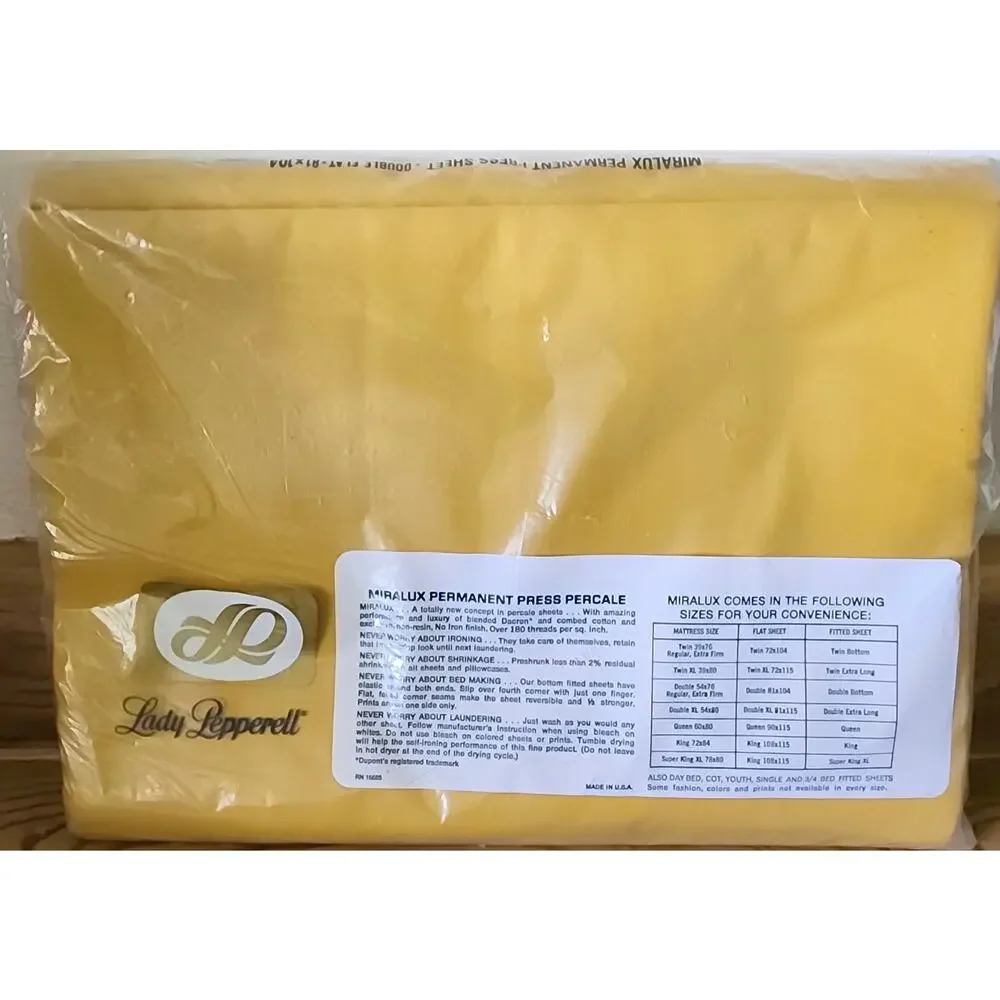 Vintage Lady Pepperell Miralux Permanent Press Percale Flat Sheet Double 81x104
